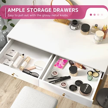 ACME FURNITURE Stylish Coleen Desk in White and Brass