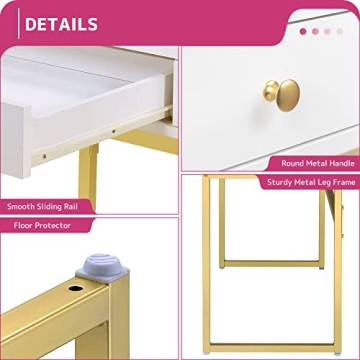 ACME FURNITURE Stylish Coleen Desk in White and Brass