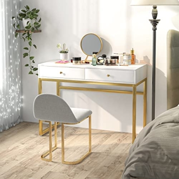 ACME FURNITURE Stylish Coleen Desk in White and Brass