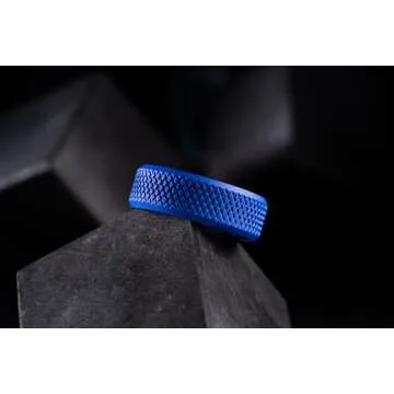 100S JEWELRY Knurl Tungsten Rings with Knurling Diamond Pattern Men Wedding Band 8mm wide Hypoallergenic Size 6-16 (Navy Blue, 6)