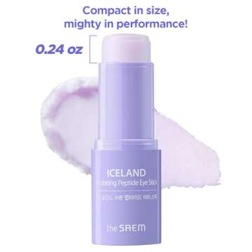 THESAEM Iceland Hydrating Peptide Eye Stick 0.24oz - Elasticity, Cooling, Moisturizing Eye Balm for Loose Skin – Under Eye Treatment - Balm to Smooth Skin Texture - Daisy Flower Scent