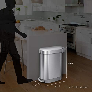 Simplehuman 12 Gallon Slim Step Trash Can for Small Spaces