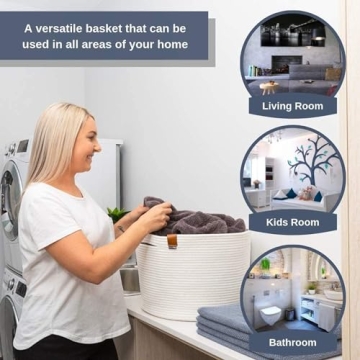 Large Cotton Rope Storage Basket for Home Organization