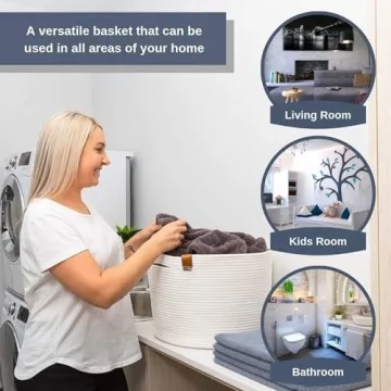 Large Cotton Rope Storage Basket for Home Organization