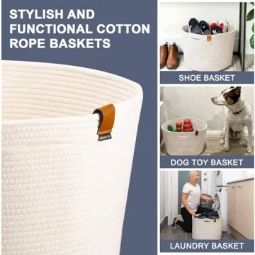 Large Cotton Rope Storage Basket for Home Organization