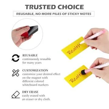 Realth Dry Erase Magnetic Labels Multicolor (2'' × 4'' 40 Pcs), Reusable Magnet Stickers, Magnets for Whiteboard, Magnetic Sticky Notes for Classroom Fridge Office, Name Tags for Teachers Students