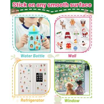Christmas Sticker Books for Kids, Christmas Gifts Reusable Sticker Books Stocking Stuffers for Toddlers 1-3, 2-4, Christmas Travel Toys Acticities Crafts Party Favors for Boys Girls Kids