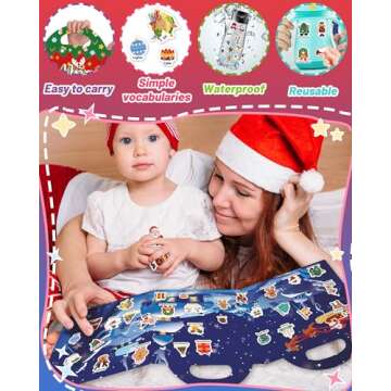 Christmas Sticker Books for Kids, Christmas Gifts Reusable Sticker Books Stocking Stuffers for Toddlers 1-3, 2-4, Christmas Travel Toys Acticities Crafts Party Favors for Boys Girls Kids