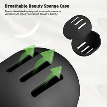 BEZOX Makeup Sponge Holder for Travel, Ventilated Make Up Blender Silicone Case for All Sponges, Easy Use Beauty Sponge Container - Black