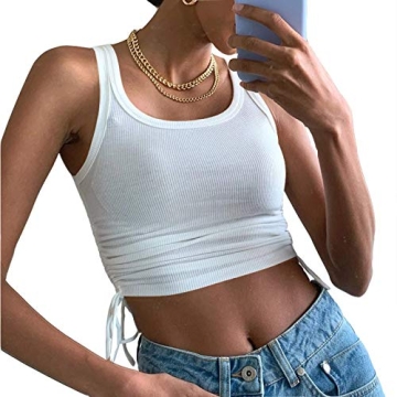 Artfish Women's Adjustable Ribbed Crop Tank Top