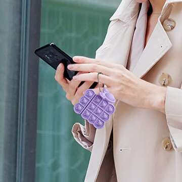 ELOVEN for AirPods Case Protective Case with Keychain Cute Cartoon Case Soft Silicone Cover Flexible Skin AirPods Accessories Full Body Protection Shockproof Case for AirPods 2/1 Purple