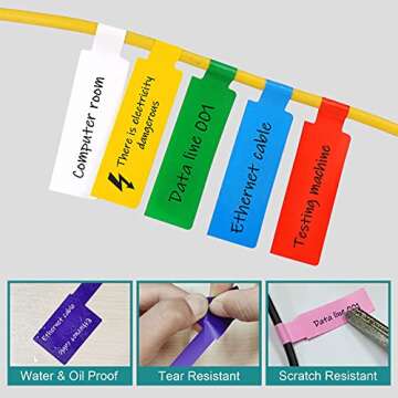 480 Pcs Waterproof Cable Labels Tags in 8 Colors