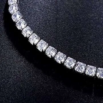 ElegGlo 14K Silver Plated Tennis Bracelet Set Cubic Zirconia Classic Adjustable Bracelet Silver Bracelets for Women Birthday Mother's Day Wedding Gift