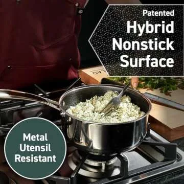 HexClad Hybrid Nonstick 10-Quart Stockpot with Tempered Glass Lid, Dishwasher Safe, Induction Ready, Compatible with All Cooktops
