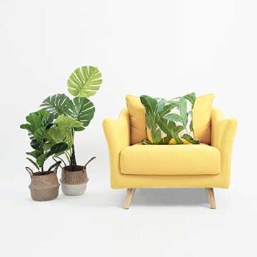 Hofdeco Tropical Pillow Cover ONLY, Green Banana Leaf, 20"x20"