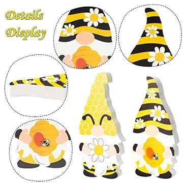 Charming Summer Bee Sunflower Gnome Wooden Signs Set