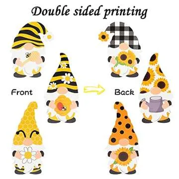 Charming Summer Bee Sunflower Gnome Wooden Signs Set