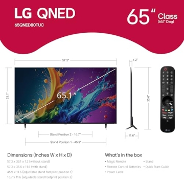 LG 65-Inch QNED80T 4K Smart TV with AI Features