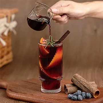 Gracenal Ribbed Glass Cups Set for All Occasions