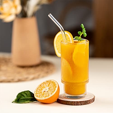 Gracenal Ribbed Glass Cups Set for All Occasions