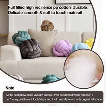 ZAKUN Knot Pillow Ball, Soft Round Throw Pillow Cushion Home Decorative Ball Pillows, Handmade Plush Throw Knotted Pillow for Home Décor Children Play Knot Ball