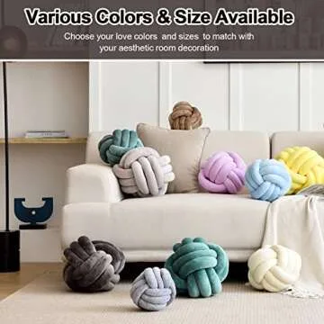 ZAKUN Knot Pillow Ball, Soft Round Throw Pillow Cushion Home Decorative Ball Pillows, Handmade Plush Throw Knotted Pillow for Home Décor Children Play Knot Ball