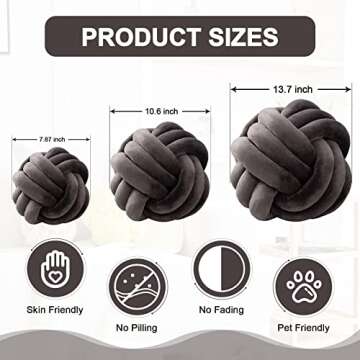 ZAKUN Knot Pillow Ball, Soft Round Throw Pillow Cushion Home Decorative Ball Pillows, Handmade Plush Throw Knotted Pillow for Home Décor Children Play Knot Ball