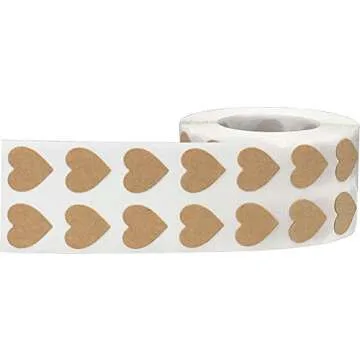 Natural Brown Kraft Heart Stickers Valentine's Day Crafting Scrapbooking 0.50 Inch 1,000 Adhesive Stickers