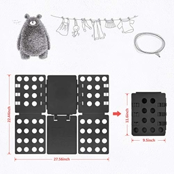 T shirt Folding Board T shirt Folder Clothes Folder Laundry Organizer Easy and Fast for Kid and Adult to Fold Clothes Black