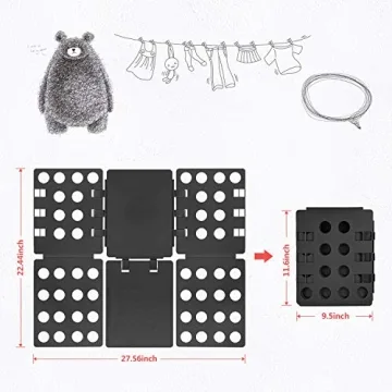 T shirt Folding Board T shirt Folder Clothes Folder Laundry Organizer Easy and Fast for Kid and Adult to Fold Clothes Black