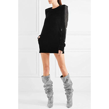 Glamorous BeneModa Women's Rhinestone High Heel Boots