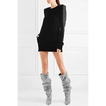 Glamorous BeneModa Women's Rhinestone High Heel Boots