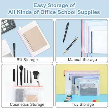 wegoup 30 Pcs Mesh Zipper Bags, 9 Colors, 9 Sizes Waterproof Plastic Zipper Pouches, Multipurpose for Organizing, Home, School, Office, and Travel Storage