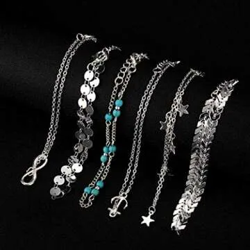Softones 12-16Pcs Adjustable Ankle Bracelets for Women