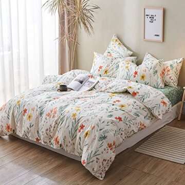 Floral Duvet Cover Queen Cottagecore Aesthetic Bedding Set
