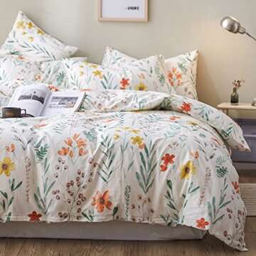 Floral Duvet Cover Queen Cottagecore Aesthetic Bedding Set
