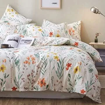 Floral Duvet Cover Queen Cottagecore Aesthetic Bedding Set