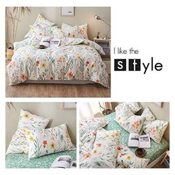 Floral Duvet Cover Queen Cottagecore Aesthetic Bedding Set