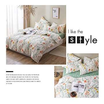 Floral Duvet Cover Queen Cottagecore Aesthetic Bedding Set