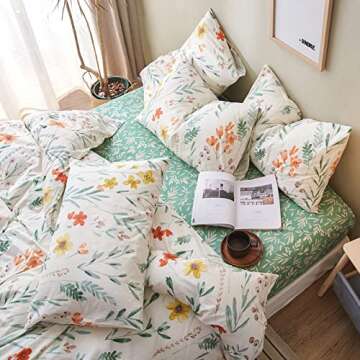 Floral Duvet Cover Queen Cottagecore Aesthetic Bedding Set