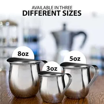 EHOMEA2Z Stainless Steel Bell Creamer Espresso Shot Frothing Pitcher Cup Latte Art (2, 5 Oz)