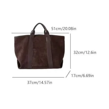 GETERUUV Suede Bags for Women Large Suede Tote Bag Work Bag Top Handle Satchel Bag Faux Suede Handbag Vintage Fall Bag 2024