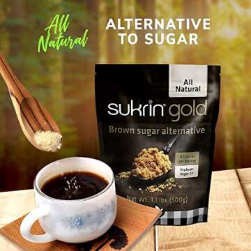 Sukrin Gold - Natural Brown Sugar Alternative - No Calorie Sweetener for Keto, Low Carb and Diabetic Diets - 1.1 lb Bag (1 Pack)