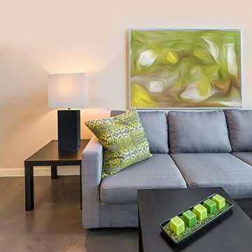 Elegant Designs LC2000-BLK-2PK 2 Pack Modern Leather Table Lamps with White Fabric Shades, Black