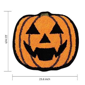 TRUEDAYS Halloween Decor Orange Pumpkin Bath Mat for Bathroom, Cute Pumpkin Orange Bathroom Rug Non Slip Cartoon Bath Rug Bathroom Mat Plush Shower Rugs Washable