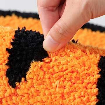 TRUEDAYS Halloween Decor Orange Pumpkin Bath Mat for Bathroom, Cute Pumpkin Orange Bathroom Rug Non Slip Cartoon Bath Rug Bathroom Mat Plush Shower Rugs Washable