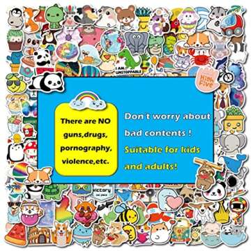 200Pcs Water Bottle Stickers for Kids Teens, Waterproof Vinyl Stickers, Aesthetic Laptop Stickers, Stickers for Water Bottles,Cute Stickers Packs