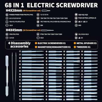 JFHH Electric Screwdriver Power Screwdriver 68 in 1 Electric Screwdriver Mini Electric Screwdriver Precision Screwdriver Cordless Repair Tool,Repair Tool Set for Phone Camera Laptop Wat