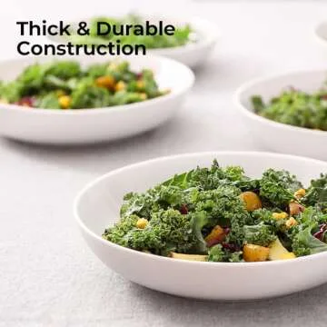 Y YHY 9.75" Large Pasta Bowls, 50 Ounces Big Salad Bowls, Ceramic Serving Bowl Set of 4, Wide and Shallow Bowls Set, Microwave and Dishwasher Safe, White