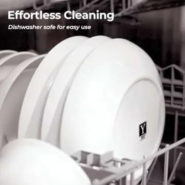 Y YHY 9.75" Large Pasta Bowls, 50 Ounces Big Salad Bowls, Ceramic Serving Bowl Set of 4, Wide and Shallow Bowls Set, Microwave and Dishwasher Safe, White